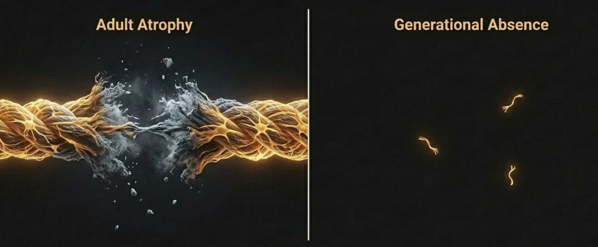 Adult atrophy: fraying neural connections. Generational absence: pathways that never formed.